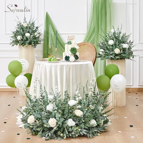 Serwalin 400pcs Artificial Mixed Eucalyptus Stems Leaves Bulk, 4Kinds Fake Greenery Silver Dollar Eucalyptus Leaves Picks,Faux Greenry Stems Sprays for DIY Bouquets Floral Arrangement Home Decor - color: Attractive Forest Green-400pcs