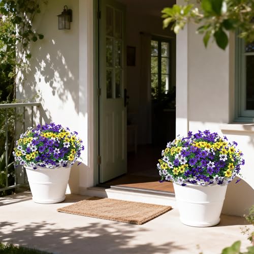 Homsunny Artificial Fake Flowers for Outdoor Spring Decoration, 12 Bundles Faux Plants Silk Daisy UV Resistant Realistic for Outside Porch Patio Balcony Planter Yard Garden Home Decor(Mixed 3) - color: Multicolor Blend 5