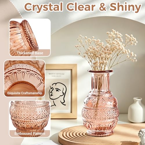 Babenest 12pcs Amber Small Bud Vase Set, Mini Gradient Glass Flower Vases in Bulk, Decorations Vintage Little Vase for Rustic Wedding Party Home Office Recepetion Centerpieces Table Decor - color: Amber, size: 12pcs
