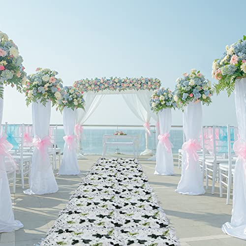 6 Pcs Flower Wall Panel Floral Backdrop,24 * 16in Artificial Flower Wall Panels White Flower Wall Decor Silk Fabric for Wedding Party Room Home Decor& Wall Decoration (White) - color: White