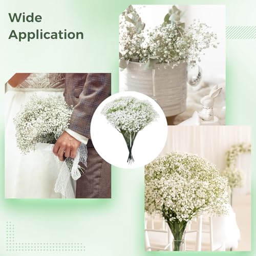 150 PCS Babys Breath Artificial Flowers, 11.4inch White Starry Flower for Wedding Decoration, AReal Touch Faux Babies Breath Gypsophila Bouquet for Wedding Floral Arrangement Party Home Decor