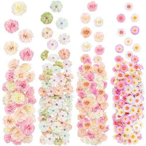 310Pcs Fake Flower Heads Mini Artificial Flower Bulk Silk Flowers for Decoration Small Faux Flower Heads Fabric Daisy Buds Floral for Crafts DIY Wedding Party Baby Shower Home Decor (Light Colors) - color: Light Colors