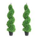 momoplant 35 Inch-3FT Artificial Boxwood Topiary Tree Spiral Plants Spiral Tree Fake Faux Plant Decor in Plastic Pot Green Indoor or Outdoor, Set of 2 (43in) - size: 43in