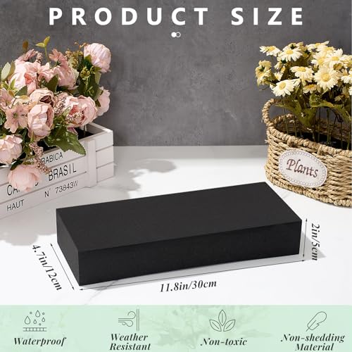 Lallisa 4 Pcs Reusable Floral Foam Blocks Water Weather Resistant Dry Floral Foam for Artificial Flower Arrangements Outdoor Flower Boxes Hanging Planters Wedding Home Decor (11.8 x 4.7 x 2'',Black) - color: Black, size: 11.8 x 4.7 x 2''
