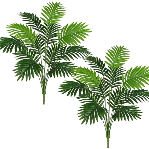 2PCS Artificial Palm Plant 30" Fake Tropical Areca Palm Leaves Bushes Tree Leaf Large Faux Greenery Stem Shrubs for Indoor Outdoor Home Garden Arrangement Jungle Safari Wedding Party Decor, 12 Leaves - color: Areca Palm, size: Bushes