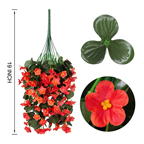 Artificial Fake Fall Hanging Flowers Plants for Outdoor Outside, 2PCS Faux Silk Orange Daisy Mums Trailing Vines UV Resistant Realistic Orchid for Autumn Front Door Porch Planter Patio Garden - color: Orange