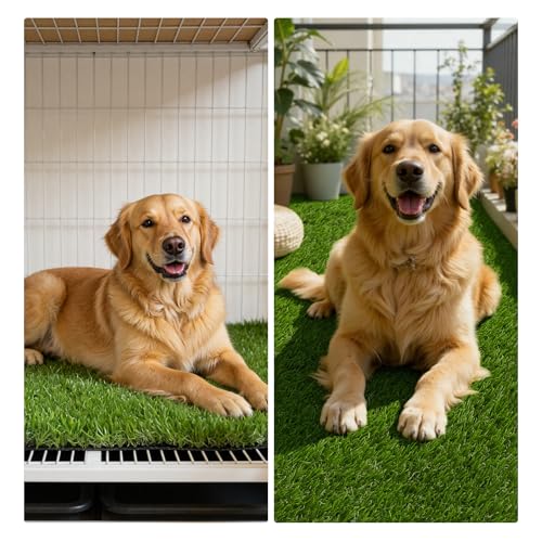 HEBE Artificial Grass Turf Mat 28"x39", Fake Grass Pee Pad for Potty Training,Washable Reusable Turf Carpet Dog Grass Patch for Dogs Potty, Lawn, Balcony, Indoor Outdoor - size: 28''x39''