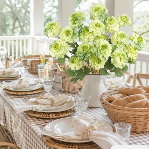 3 Pcs Artificial Flowers Spring Summer Green Zinnia Silk Flowers with Long Stems Zinnia Elegans Artificial Flowers for Outdoors Floral Arrangements Table Centerpieces Wedding Party Home Decor - color: Green