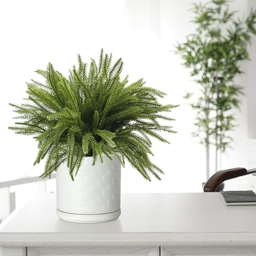Artificial Pine Branches, Real Touch Norfolk Pine Stems 18 Inch, Faux Christmas Greenery Stem Fake Plants Home Vase Centerpiece DIY Arrangement Indoor Outdoor Shrubs Decorations - Light Green 4 Pack - color: Norfolk Pine Branches / Light Green 4 Pcs