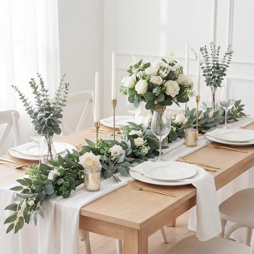 100PCS Eucalyptus Stems Bulk,4 Kinds Mixed Artificial Greenery Stems,Fake Eucalyptus Leaves for Table Centerpieces,Vase,Wedding Decorations,Bridal Bouquet,Home Decor - size: 100PCS