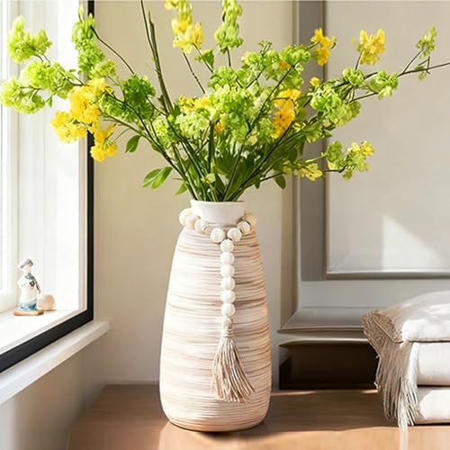 ALMA White Ceramic Vase 11 Inch Tall, Boho Vases for Tulips, Large Table Vase for Pampas Grass in Any Modern Home Decor, Kitchen Table Centerpiece, Shelf, Mantel Decor - color: Tapered-white-11''