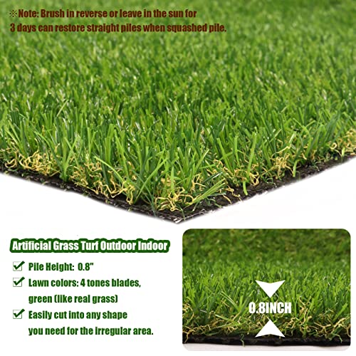 Heyroll Realistic Artificial Turf Grass, 3 FT X 10 FT Artificial Synthetic Fake Grass, 20MM Green Turf Rug Pet Dogs Lawn Mat with Drainage Holes for Indoor Outdoor Patio Garden Landscape/Custom Size - size: 3x10FT