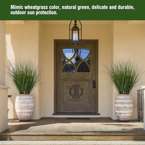 6PCS Fake Plants Artificial Wheat Grass Greenery Plastic Plants Fake Grass Artificial Plants for Outdoor Decor Artificial Grass Plant with Greenery Stems for Indoor Home Decoration 26.4" - size: Tall-6PCS
