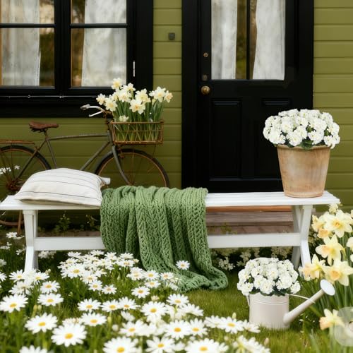 4 Pcs Artificial Geraniums Flowers for Outdoors Silk Geranium Outside UV Resistant White Fake Plants Faux Flowers for Outdoor Planters Pot Garden Patio Porch Window Courtyard Indoor Home Decor - color: White