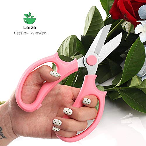 Leize Flower Scissors, Premium Thickened Stainless Steel Floral Shears, Strong Pruner for Flowers, Branches and Leaves (Pink) - color: Pink