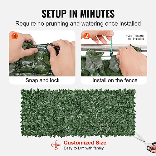 VEVOR Artificial Ivy Privacy Fence Screen, 39 x 98 in Faux Ivy Vine Leaf Hedges Fence, Greenery Privacy Fence with Mesh Cloth Backing, Green Wall Decoration for Outdoor Garden, Yard, Balcony - color: Ivy with Green Mesh Backing, size: 39 x 98 inch