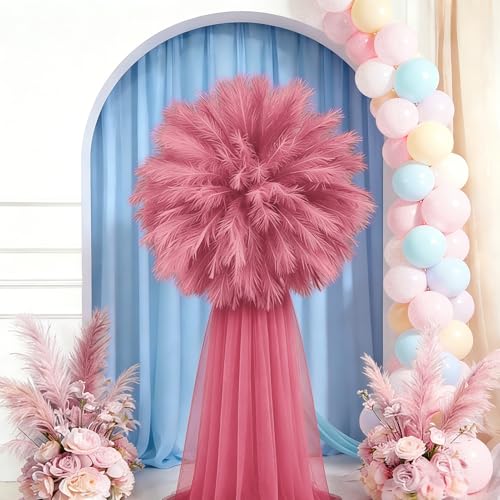 50pcs Pink Pampas Grass 21.6 Inch Non-Shedding Faux Pampas for Classic Romantic Home, Boho Weddings and Blush Tone Vase Arrangements - color: Pink