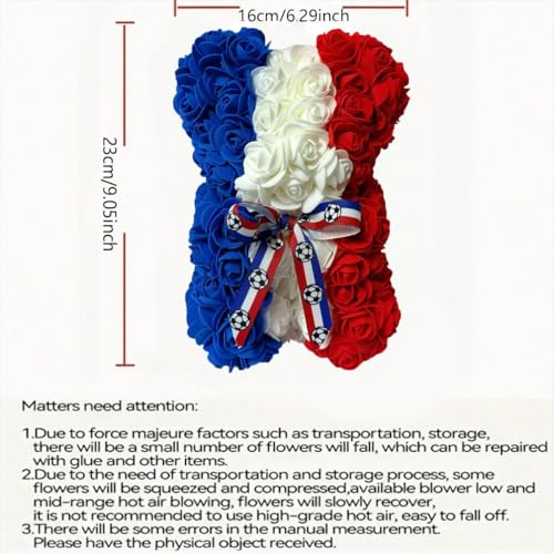 France LED Artificial Rose Flower Bear, Valentine's Mother's Day, Christmas, Birthday,Thanksgiving Party Anniversary Girl Friend Wife Light Strips and Greeting Cards (FR) - color: Fr