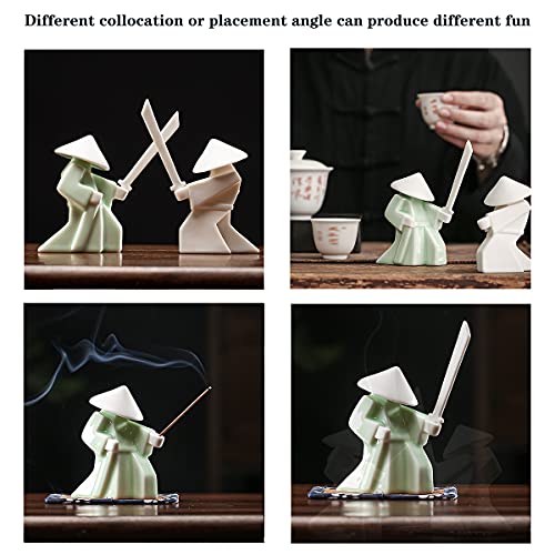 LYART Tea Pet Warrior Statue Figurine Tea Ornament Accessories Cute Kung Fu Tea Ceramic Sculpture Decoration Gift for Tearoom Home Office Children's Day Gift for Tea Lover 1pcs(Green) - color: Greena