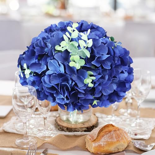 AVIVIHO 65pcs Fake Flowers Navy Blue Hydrangea Artificial Flowers Bulk (Not Squished, No Steaming Need) Silk Flowers with Stems for Wedding Decor,Home,Baby Shower,Table Centerpieces Decoration - color: Navy Blue, size: Medium