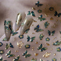 Butterfly Nail Art Stickers 5D Jelly Design Blackish Green Nail Decals 1PCS Embossed Gradient Butterfly Wing Adhesive Stickers Accessories Summer Bronzing Nail Decor for Manicure - style: Style7-Green Butterfly