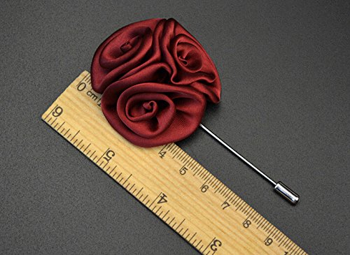 Flairs New York Gentleman's Essentials Premium Handmade Flower Lapel Pin Boutonniere - color: Bordeaux Wine [Bouquet]