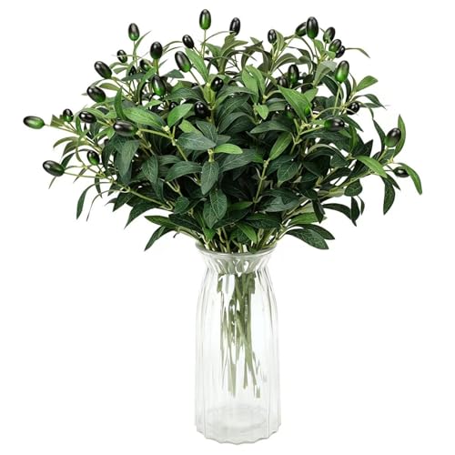 18inch 10PCS Artificial Olive Branches for Vase Faux Olive Stems Fake Greenery Olive Leaves with Lifelike Fruits Tabletop Decor for Centerpieces Indoor Floral Arrangements - size: 18in