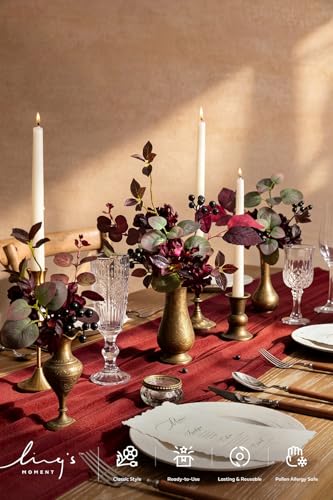 Ling's moment Artificial Greenery Stems Box Set, Faux Greenery Picks for DIY Bridal Bouquets Wedding Floral Arrangement Table Centerpieces, Burgundy & Dark Red - color: Season Combo- Early Winter