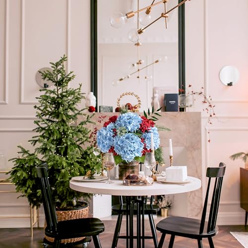 JINWOE Light Blue Flowers Real Touch Artificial Hydrangeas, 3Pcs 21" Large Royal Latex Silk Flowers,Long Stems Fake Flower Bouquet for Centerpieces Table Home Party - color: Blue, size: 3pcs