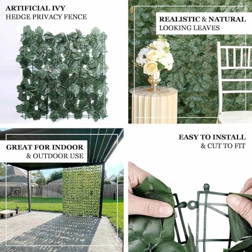 Efavormart 12 Pack Artificial Ivy Privacy Screen Fence Panels - 32 Sq. Ft. Dark Green Faux Leaf Hedge Greenery Wall, UV Protected Garden Privacy Screen & Outdoor Privacy Fence Decor - color: Type1