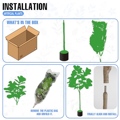 E&K 5FT Artificial Fiddle Leaf Fig Tree with Plastic Nursery Pot, Fake Tree Artificial Greenery Plant Faux Trees for Home Office Garden Indoor Outdoor Decor (1 Pack) - color: Fiddle Leaf Fig Tree, size: 5ft