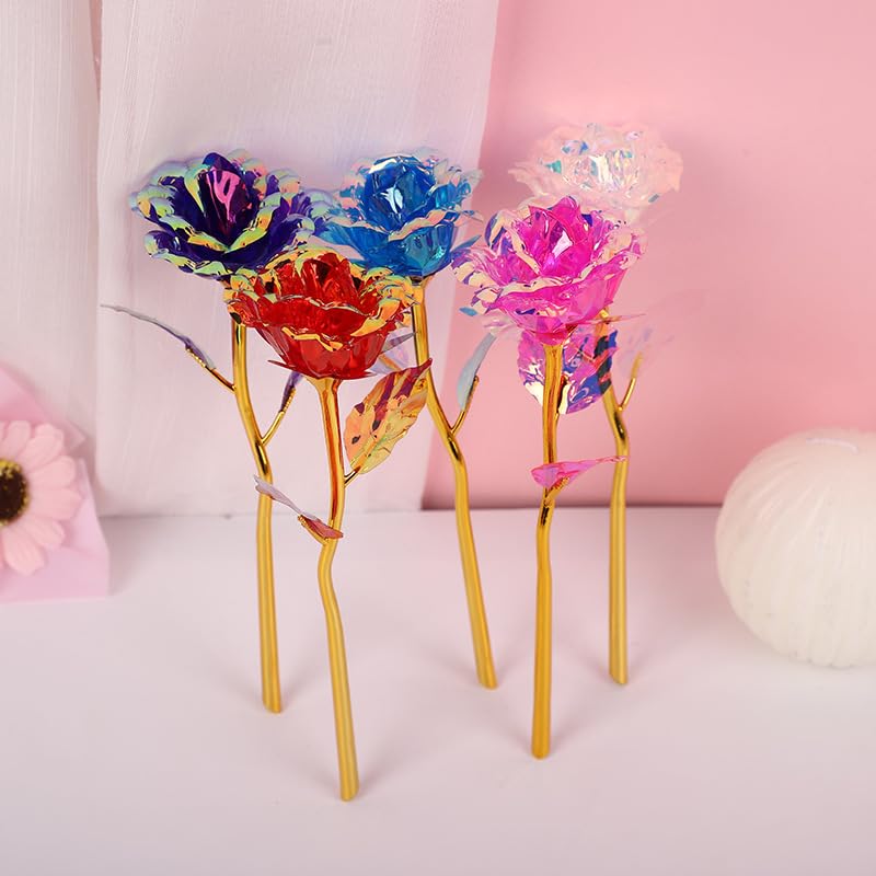 20PCS Artificial Colorful Flowers Galaxy Rose Crystal Flower Glass Rose Gifts for Wedding, Mother' s Day Memorable Days, Pink - color: Pink