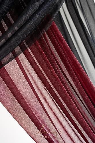 Ling's moment Black Red Artificial Wedding Arch Flowers Kit Pack of 4, 2pcs Hanging Flower Arrangement 2pcs Chiffon Drapes Ceremony Reception Fake Rose Arbor Backdrop Floral Party Outdoor Decorations - color: Blk-black & Burgundy