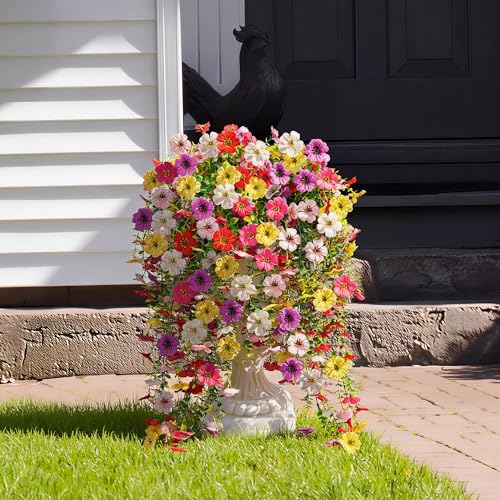 AGIRL 6 Bundles Artificial Flowers for Spring Decoration,Faux Plants for Outdoor Planters,UV & Fad Resistant Silk Fake Flowers for Garden Patio,Porch,Yard,Balcony,Farmhouse Decor (6 Multicolor) - color: Mix 6 Colors