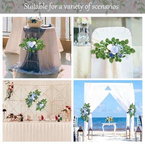 Artificial Wedding Arch Flowers, Blue Arch Flower for Wedding Reception Ceremony, Faux Flowers for Reception Welcome Sign, Bridal Shower Decoration, Photo Backdrop Decor, Wedding Decor (Blue) - color: Blue