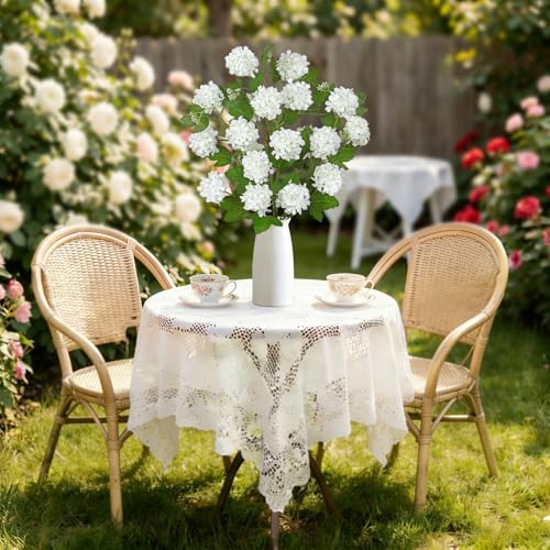 DEMIUKO 4PCS Artificial Hydrangea Flowers 30 Inch Fake Silk Hydrangea Flower with 20 Real Touch Blooms Realistic Faux Hydrangeas Decorations for Wedding Table Centerpieces Vase Home Decor - color: White