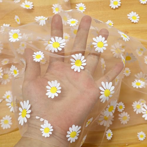 Daisy Gauze Table Runner 120 Inch 10FT, Floral Flower Tulle Table Runner Seasonal Kitchen Dining Table Decorations for Party Wedding Christmas Holiday Birthday (Pink) - color: Pink