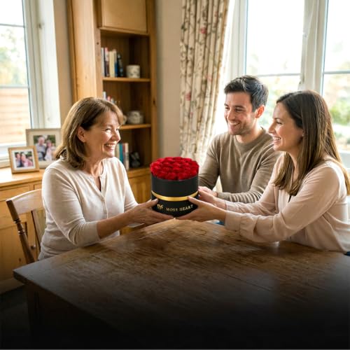 20 Mini Preserved Roses, Round Luxury Gift Box, Real Forever Roses Last 1+ Year, Premium Romantic Gift for Women, Wife, Girlfriend, Mother’s Day, Birthday, Anniversary, Valentine’s Day - color: Red, size: 20 Roses