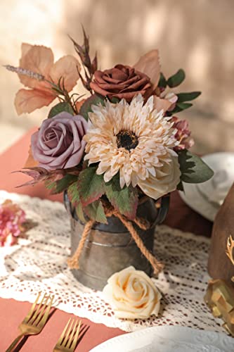 rongflower Artificial Flowers Combo Set Fake Flower Leaf Box with Stems for DIY Wedding Bouquets Centerpieces Flower Arrangements Decorations Baby Shower Party Home Decorations Champagne Purple - color: Champagne Purple