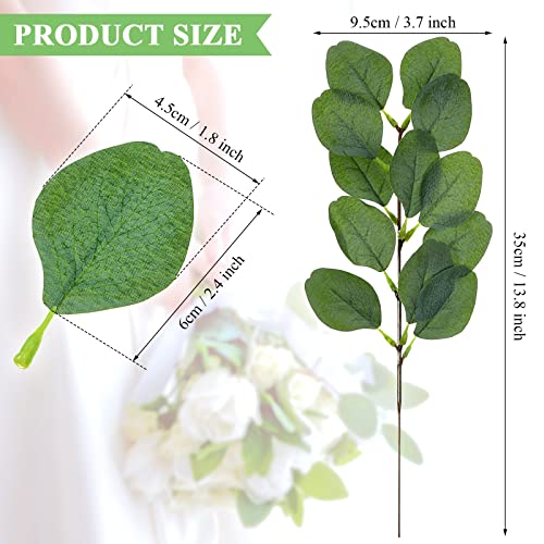 WILLBOND 50 Pcs Artificial Eucalyptus Stems, 3.8 Inch Faux Eucalyptus Leaves Mini Greenery Stems, Long Oval Plastic Greenery Picks for Wedding Bouquet, Vase Filler, Home Office Garden DIY Decor