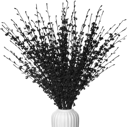 10Pcs Long Stem Flowers Jasmine Black Flowers Artificial, 29.5"/75cm Faux Jasmine Bouquet for Wedding Modern Gothic Home Party Fall Harvest Decoration - color: Black, size: 10 PCS
