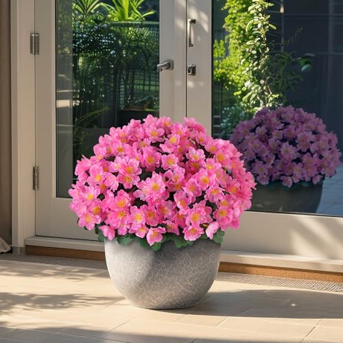 Juxdp 2 Sets of Artificial Camellia Topiary Ball Trees for Front Door(Pink) | No Assembly Required, Fade-resistant, Fake Flower Potted Plants, Faux Potted Bushes, for Farmhouse/Porch/Garden/Outdoor Decor - color: Pink