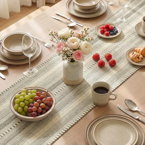 Artoid Mode Dark Grey Farmhouse Woven Table Runner, Seasonal Holiday Rustic Kitchen Dining Table Decoration for Home Party Decor 12x72 Inch - color: Dark Grey, size: 12" x 72", Table Runner