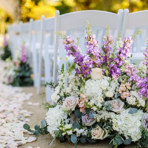 Purple Delphinium Artificial Flowers 29.5" with Clematis Greenery 8PCS Long Stem Flowers for Tall Vase Purple Silk Flowers for Faux Flowers Arrangement Home Party Wedding Decor - color: Purple