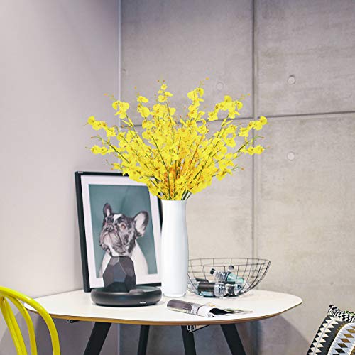 BOMAROLAN Artificial Orchid Silk Fake Flowers Faux Dancing Lady Orchids Stems Flower 10 Pcs Real Touch for Wedding Home Office Party Hotel Yard Decoration Restaurant Patio Festive Furnishing(Yellow) - color: Yellow