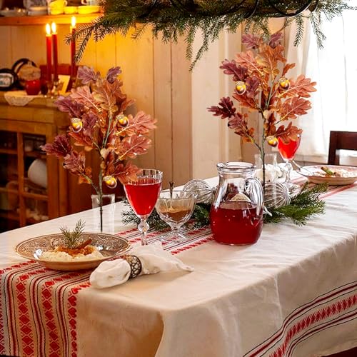SNAIL GARDEN 2 Pcs 39.3in /100cm Faux Oak Fall Floral Stems with Acorns,Large Artificial Fall Stems for Vases Filler, Autumn Decor Oak Leaves Artificial Fall Flowers Wedding Porches Courtyards