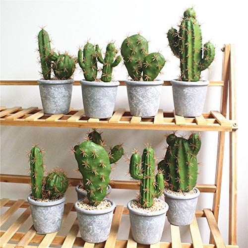 Artificial Succulent Plants Faux Cactus Decorative Succulents Potted Fake Cacti with Gray Pots Artificial Cactus for Bathroom/Home Decor House Decorations(B Set) - size: B SET