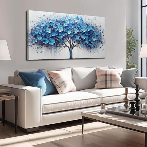 Tree of Life Wall Art for Bedroom Blue Wall Decor for Living Room Tree Prints Picture Decor 20 x 40 Inch - color: Blue, size: 40"L x 20"W