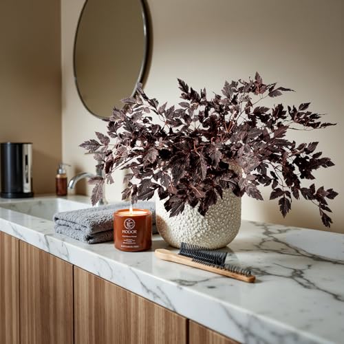 Ttranewsoo Artificial Cimicifuga Plant Leaf Fake Plants Fall Stems for vases Fake Leaves Silk Plants for Fall Decorations for Home Dining Table, Wedding, Fireplace Decorations 8PCS 23.6In（No vase） - color: 8pcs