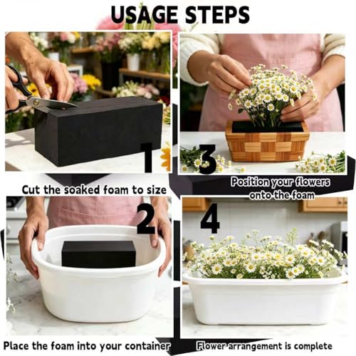 12 Pcs Reusable Floral Foam Blocks for Artificial Flowers – Black Dry Foam, Water/Weather Resistant, for Outdoor Boxes, Hanging Planters, Wedding Centerpieces & Home Decor (11.8x4.7x2 in) - size: 11.8 x 4.7 x 2''